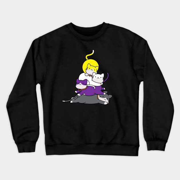 Non binary Pride Flag Kawaii Cat Tower Art Crewneck Sweatshirt by USProudness